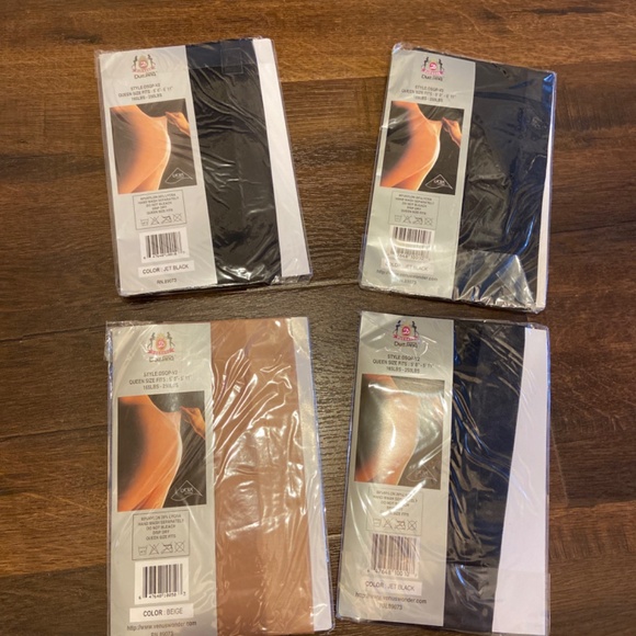 NEW ON PACKAGES 4 CONTROL TOP PANTYHOSE NYLONS HOISERY SZ XL QUEEN SIZE - Picture 2 of 5